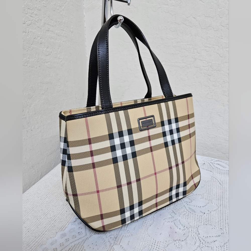 Burberry Nova Check Small Vintage Handbag Satchel Authentic - Picture 3 of 16